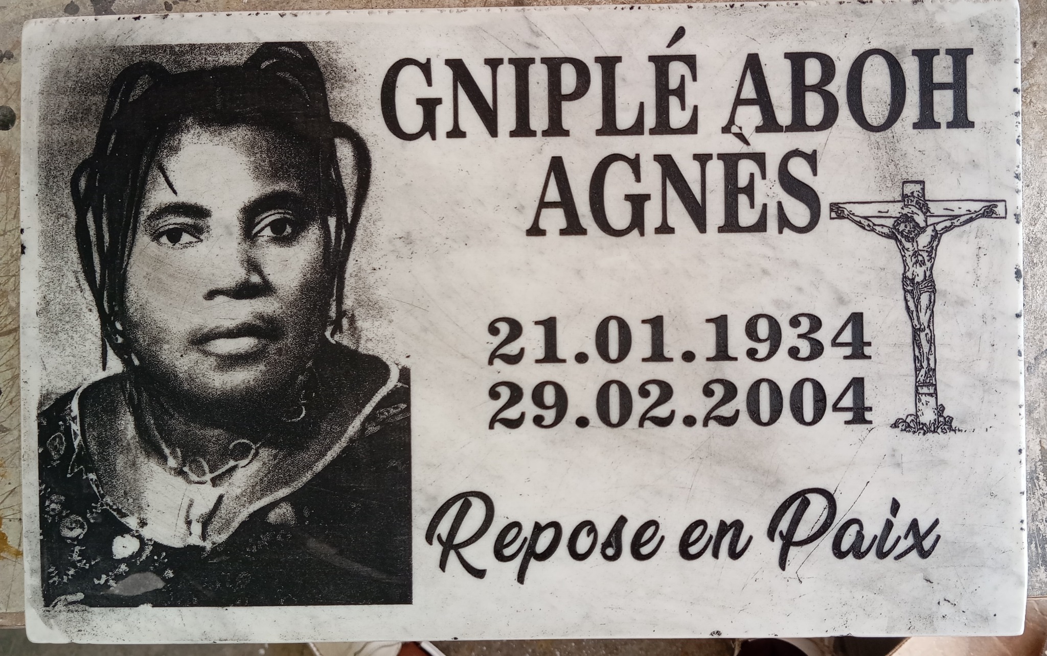 Plaque mortuaire personnalisée